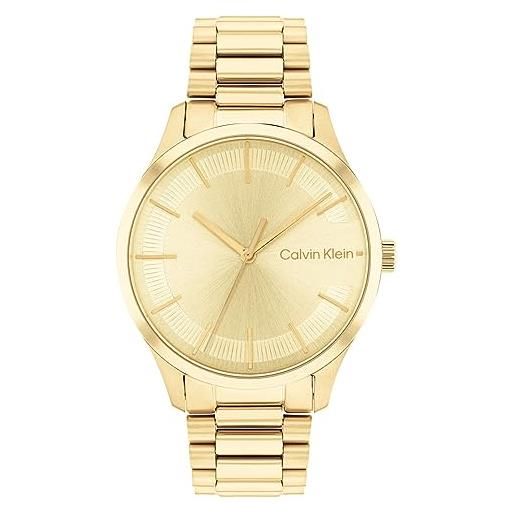 Calvin Klein orologio analogico al quarzo unisex con cinturino in acciaio inossidabile dorato - 25200043