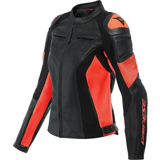 DAINESE giacca pelle donna dainese racing 4 rosso fluo