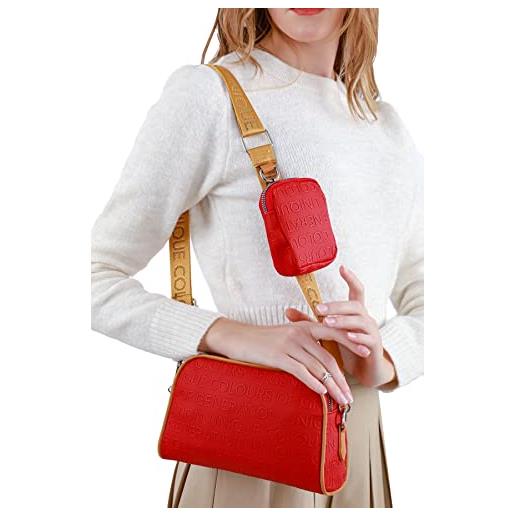 Piccola Lala de-pl-000176, borsa a spalla donna, colore: rosso, 14x22 cm
