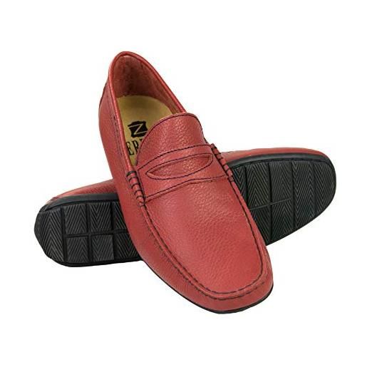 Zerimar scarpe da barca in pelle per uomo | scarpe da barca uomo estive | scarpe da uomo nautiche | mocassini uomo | colore: rosso| taglia: 43