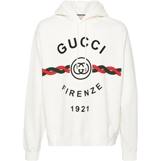 Gucci felpa con cappuccio firenze 1921 - bianco
