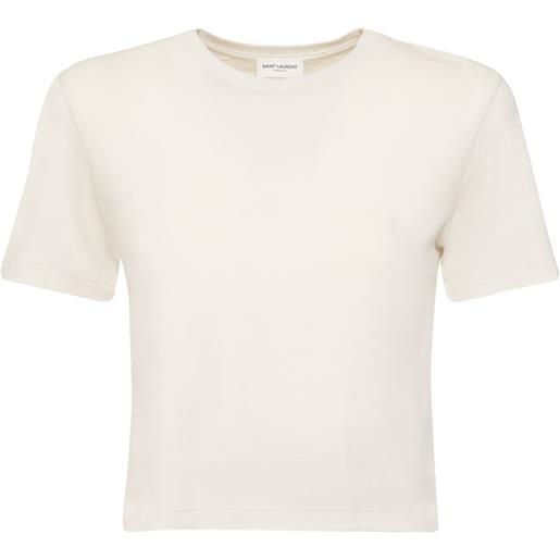 SAINT LAURENT t-shirt cropped slim fit in cotone