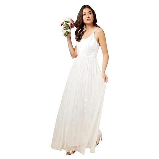 Little Mistress lesley-maxi abito da sposa in raso avorio da donna, taglia 12, colore: bianco vestito, 44