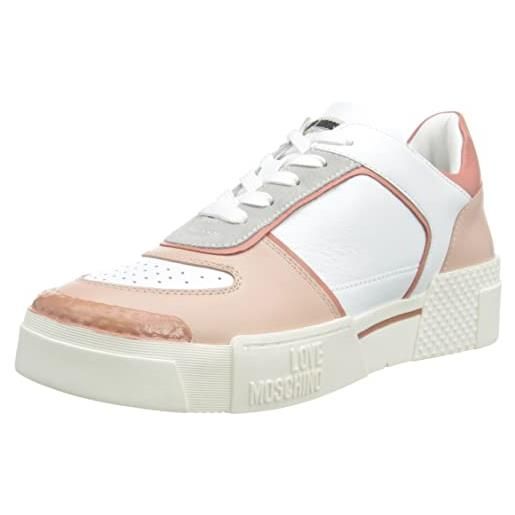 Love Moschino, scarpe con lacci donna, bianco, 38 eu