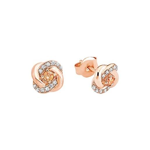Amor orecchini da donna in argento 925, con zirconi sintetici, 0.8 cm, colore rosa, forniti in confezione regalo per gioielli, 9271412