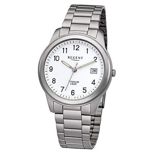 Regent orologio da uomo f-208 in metallo, movimento al quarzo, cinturino in titanio, colore argento urf208
