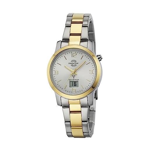 Master Time mtla-10305-12m - orologio radiocontrollato da donna con bracciale in acciaio inox, bicolore (oro/argento)
