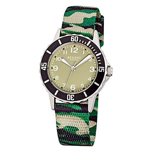 Regent kinder-armbanduhr fashion analog textil-braccialetto verde nero mimetico ziffernblatt verde di quarzo-uhr urf938