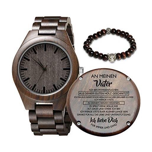 Kenon orologio in legno inciso per figlio e fidanzato, orologio in legno personalizzato regalo per fidanzato, regalo di laurea da mamma, da papà (junge zum vater), braccialetto