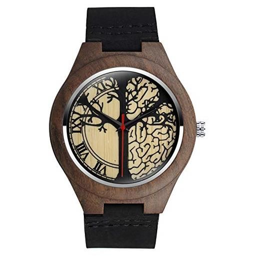 SUPBRO orologio da uomo orologi in legno da uomo e da donna naturale legno al quarzo giapponese albero della vita