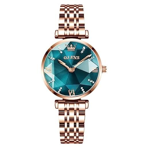 RORIOS donna orologio analogico al quarzo orologio con oro rosa cinturino in acciaio inossidabile elegante impermeabile orologi moda orologio da polso
