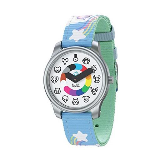 Twistiti orologio educativo per bambini con quadrante con animali, usa simboli per indicare le ore, resistente all'acqua 50m, fluorescente, dai 3 anni in su