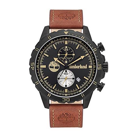 Timberland timerland orologio dunford 46 mm black dial brown leather strap - tbl. 16003jyb-02
