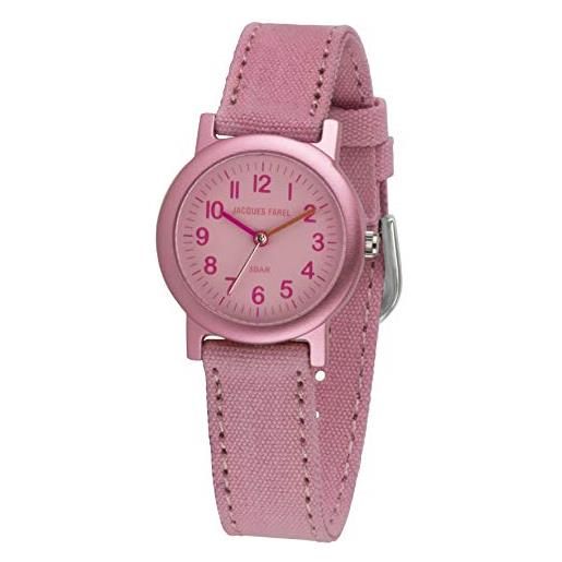 JACQUES FAREL org 0635 - orologio da polso da bambina con cinturino in tessuto organico analogico al quarzo rosa, colore: rosa. , cinghia