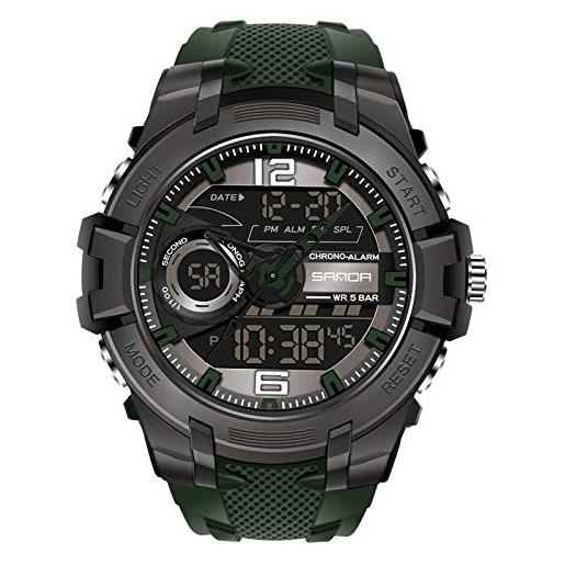 RORIOS moda orologio uomo digitale militare orologi con cinturino in resin impermeabile sportivo orologio cronografo luminosi orologio da polso