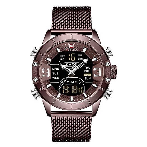 Naviforce orologio sportivo digitale da uomo in acciaio inossidabile al quarzo impermeabile orologi militari moda cronografo sveglia orologio da polso