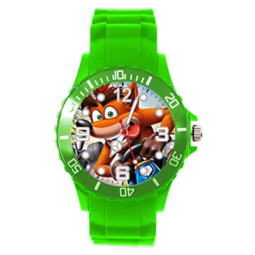 TAPORT orologio al quarzo in silicone verde per i fan di bandicoot, verde, cinturino