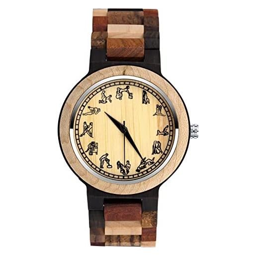 SUPBRO orologio da uomo in legno, orologio analogico da polso al quarzo, con cinturino in legno, adatto a qualsiasi polso