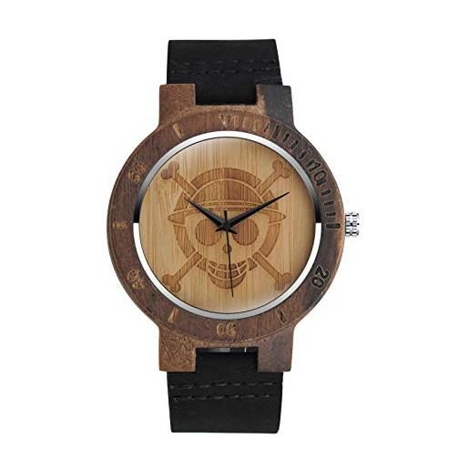 MicLee-orologio ad ancora abbagliante orologio analogico in legno naturale cinturino in pelle bovina orologio al quarzo universale per uomo e donna