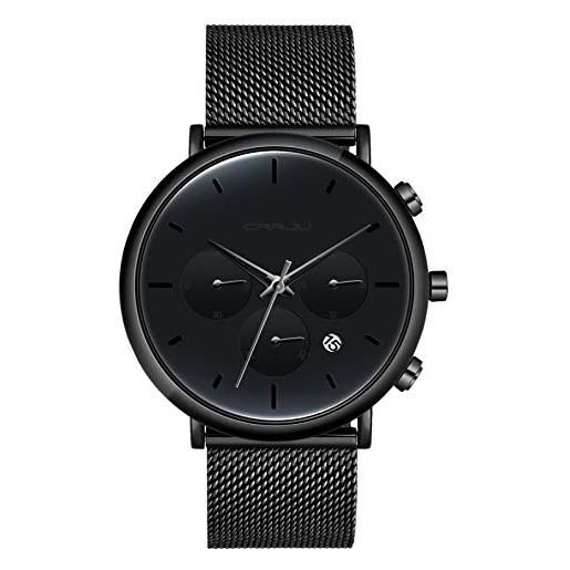 SUPBRO orologio da uomo 30m impermeabile analogico al quarzo casual orologi da polso con cinturino in maglia data calendario