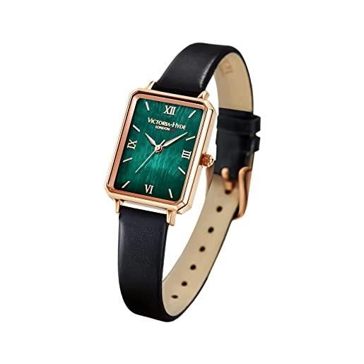 VICTORIA HYDE orologio da polso da donna, analogico, al quarzo, quadrato, con quadrante verde, elegante, verde/nero. , cinturino