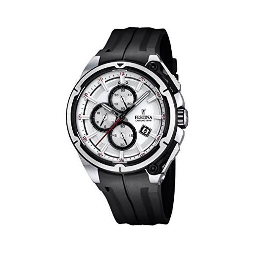 Festina-chrono 2015-orologio da uomo al quarzo con display con cronografo e cinturino in gomma, colore: nero, f16882/1