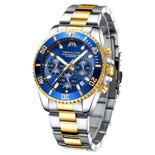 MEGALITH Orologio Uomo Digitale Sportivo Impermeabile 3ATM - Cronometro Sveglia LED Display Analogico-Digitale, Cassa 47 Mm