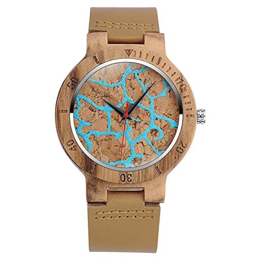 SUPBRO orologio da uomo in legno orologio legno uomo naturale orologio analogico al quarzo orologi da polso elegante in legno