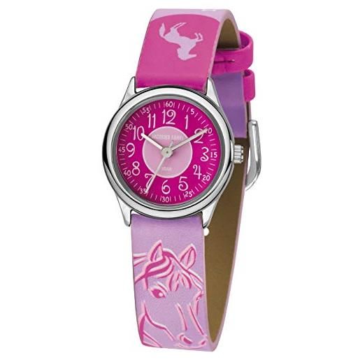 JACQUES FAREL hcc 312 - orologio da polso per bambini, con motivo a stelle, colore: rosa, rosa. , cinghia
