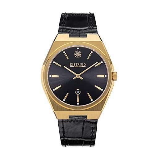 Kistanio Milano Orologio Uomo In Vera Pelle Blu - Cassa Acciaio 43mm, Vetro Zaffiro, Impermeabile 10 ATM, Movimento Miyota