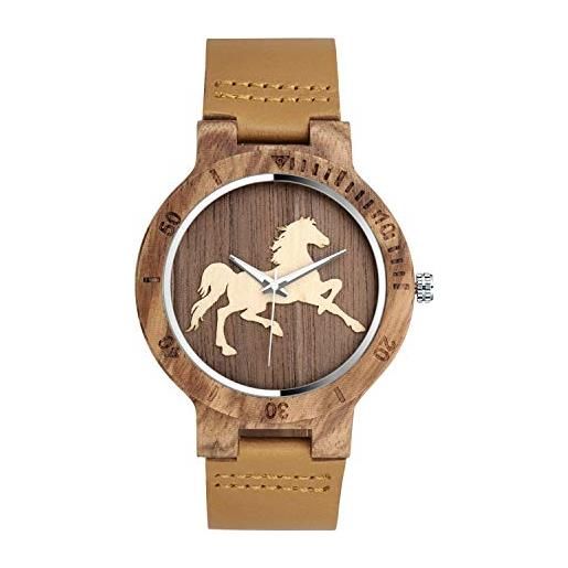 Unendlich U infinity u-fashion orologio casual in legno di bambù per donna e uomo orologio al quarzo da lavoro con cinturino in vera pelle idea regalo di natale cavallo design