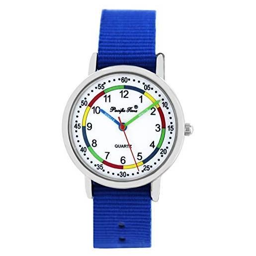 Pacific Time 10811 - orologio analogico al quarzo con cinturino in tessuto, colore: blu reale