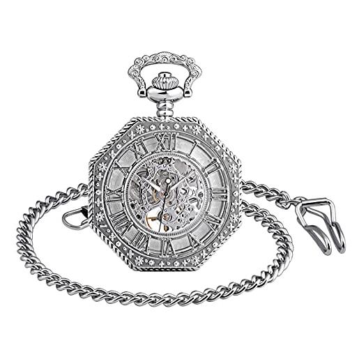 SUPBRO orologio da tasca orologio regalo festa del papà orologio da taschino meccanico a carica manuale numeri romani