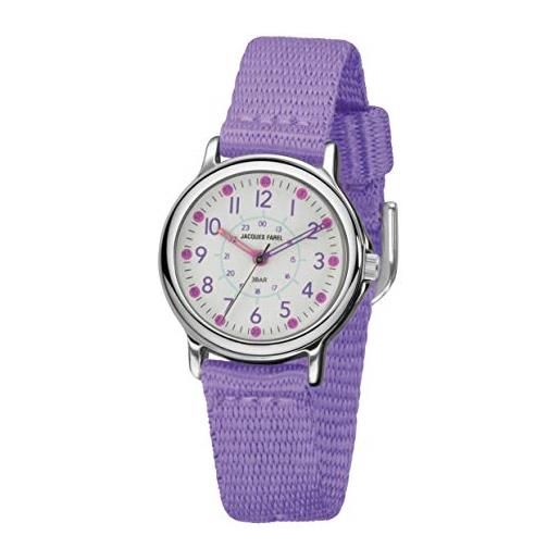 JACQUES FAREL kcf 023 - orologio da ragazza in tessuto, extra morbido, lilla, metallo, analogico, colore: viola, lilla. , cinghia