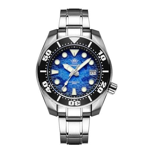 ADDIESDIVE 44.5mm blu orologio subacqueo uomo diver 200m nh35a zaffiro sintetico design unico increspature dell'acqua