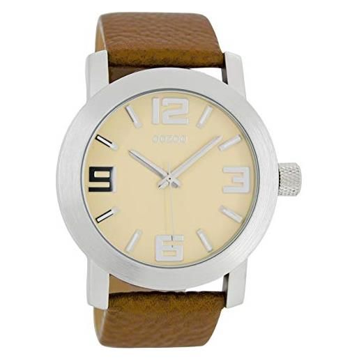 Oozoo orologio da polso xl con cinturino in pelle per articoli speciali, outlet a prezzo ridotto, variante 1, c5532 - crema/marrone, cinghia