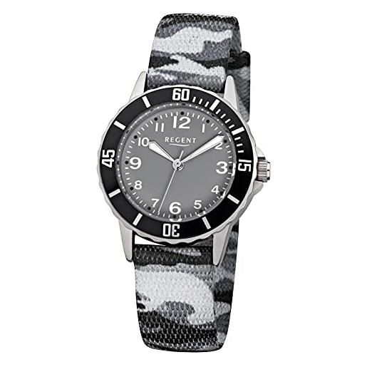 Regent bambini-orologio elegant analog tessuto-braccialetto grigio nero mimetico luenette-orologio quadrante nero urf941
