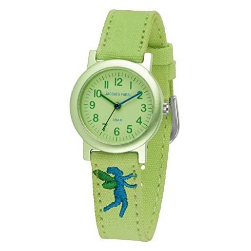 JACQUES FAREL org 0613 - orologio da polso da bambina con cinturino in tessuto organico analogico, al quarzo, verde chiaro, elfe fee, verde chiaro, cinghia