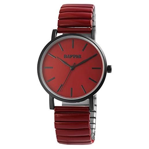 Raptor colorful edition - orologio da donna ø36 mm, in acciaio inox, motivo colorato, con stampa analogica, al quarzo, rosso scuro/nero, cinghia
