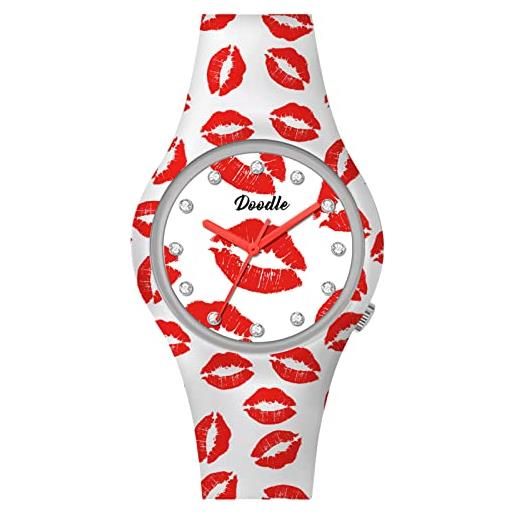 Doodle Watch orologio da donna graphics mood kiss con cinturino in silicone 35 mm do35019, cinghia