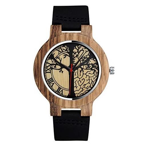 SUPBRO orologio da uomo orologio legno uomo naturale orologio analogico al quarzo orologi da polso elegante albero