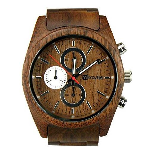 retrostiel orologio da polso di legno di noce per gli uomini con cronografo niagara retrostiel