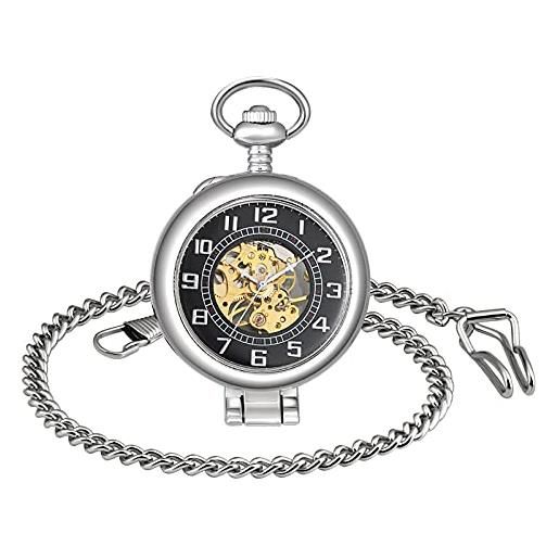SUPBRO orologio da tasca con catena da 80 cm meccanico orologio da taschino a carica manuale