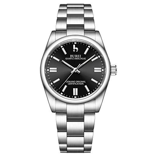 BUREI classic watches orologio al quarzo da donna orologio da 36 mm in acciaio inossidabile per donna orologio da polso da lavoro con data unica