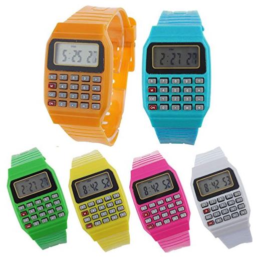 DISOK set di 24 orologi da calcolatrice, orologio da calcolatrice, per bambini, divertenti orologi per la comunione