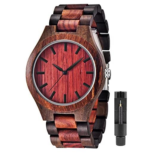 Tiong orologio in legno leggero da uomo, orologio in legno di quarzo impermeabile luminoso, regalo di festa del papà, regalo di natale