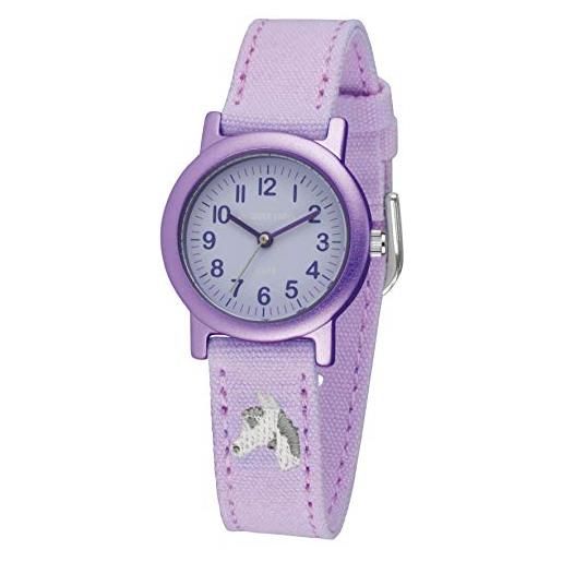 JACQUES FAREL org 8820 - orologio da polso da bambina con cinturino in tessuto organico analogico, al quarzo, viola e lilla, flieder-violett, cinghia