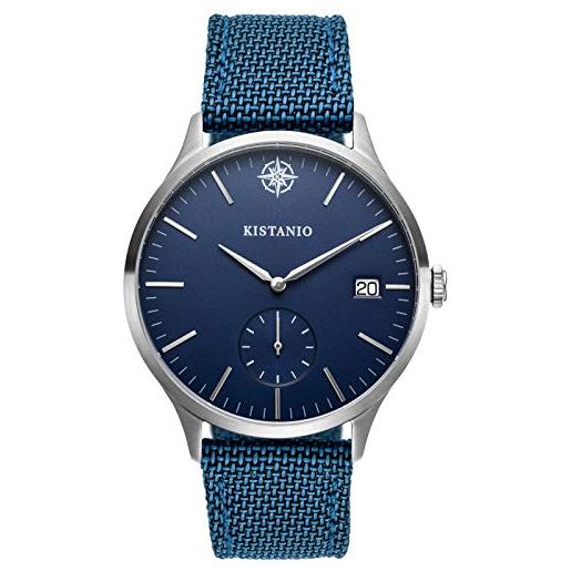 Kistanio kis-str-40-071 - orologio da uomo stratolis, in acciaio e vetro zaffiro, con cinturino in pelle, colore: blu
