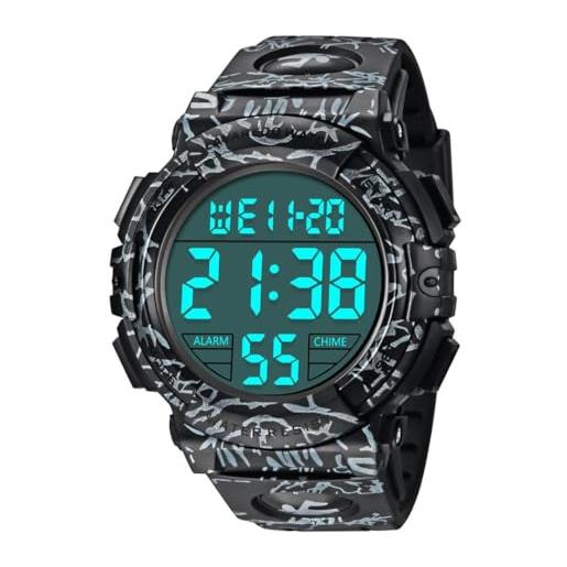 BEN NEVIS orologio digitale da uomo orologio sportivo militare 5atm impermeabile cronografo militare orologio da polso per uomo con retroilluminazione a led sveglia data/antiurto