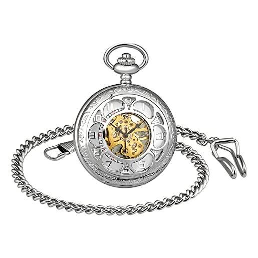 SUPBRO orologio da tasca petalo hollow collana in lega orologio vintage orologi meccanici